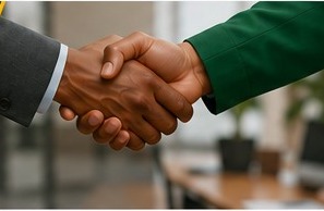 Business owners agreeing to a logistics partnership